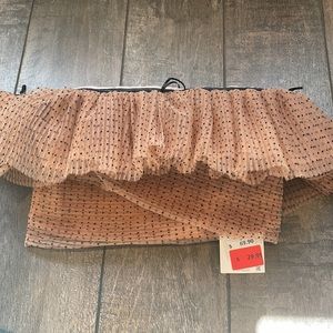 Zara polka dot ruffle strapless top